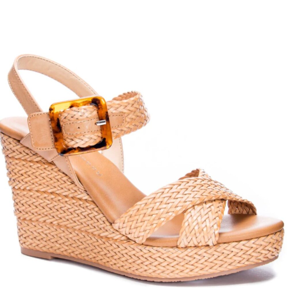 CL by Laundry Tan Woven Wedge Sandals